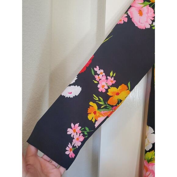 Vintage 70s Vibrant Flower Print Maxi Hostess Collar House Midi Dress, Med/Lrg - Picture 6 of 13